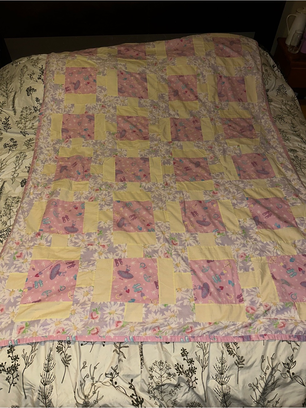 Barbie Handmade Patchwork Quilt Pink Floral 49x72